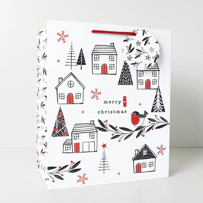 Bag Anrheg Mawr | Portrait Gift Bag - Christmas Houses