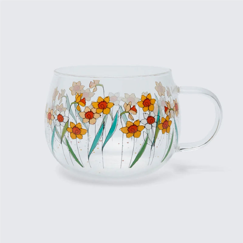 Mwg Gwydr - Cennin Pedr | Glass Mug - Daffodils