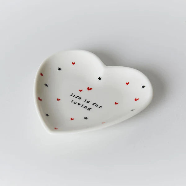 Desgyl Trysorau Serameg - Cariad | Ceramic Trinket Dish - Life is for Loving