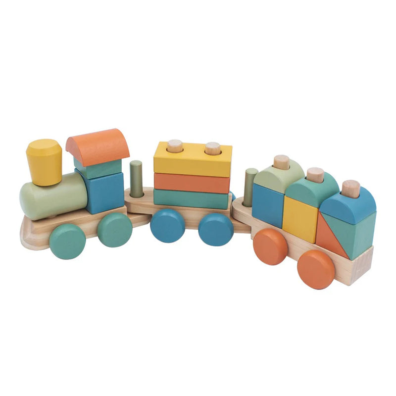 Trên Blociau Pren | Stacking Wooden Block Train