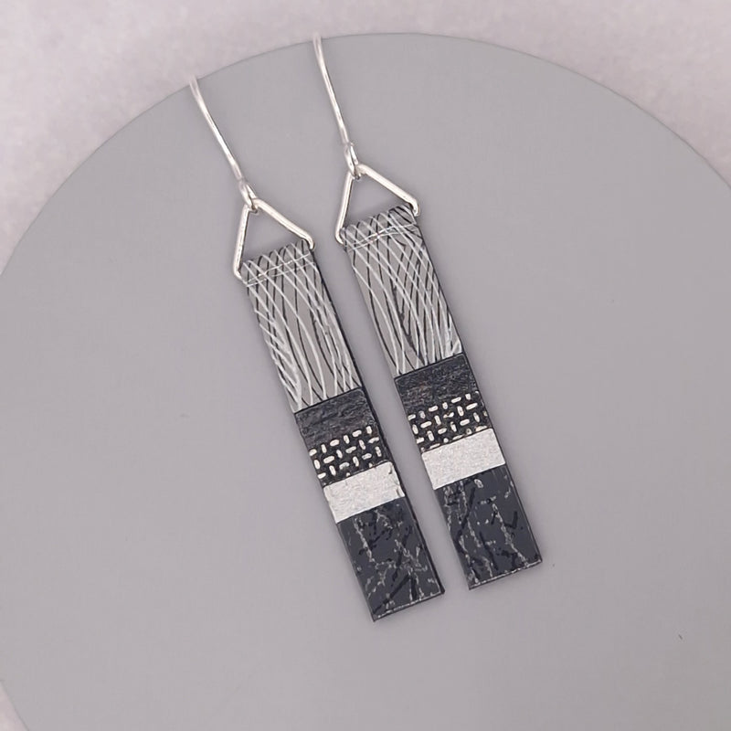 Clustdlysau Hir | Long Slim Earrings by Circle & Dash - Cityscape