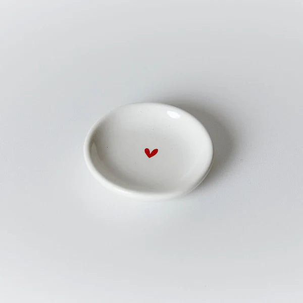 Desgyl Trysorau Fach Serameg - Calon | Ceramic Mini Trinket Dish - Heart