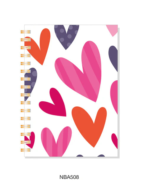 Llyfr Nodiadau A5 - Calonnau Mawr  | A5 Notebook - Big Hearts