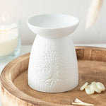 Llosgwr Olew - Coeden Fywyd Gwyn | Oil Burner - White Tree of Life