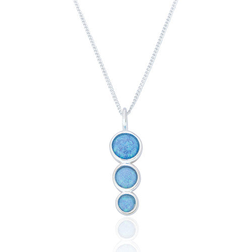 Cadwyn Arian | Sterling Silver and Blue Opal Necklace - Hama