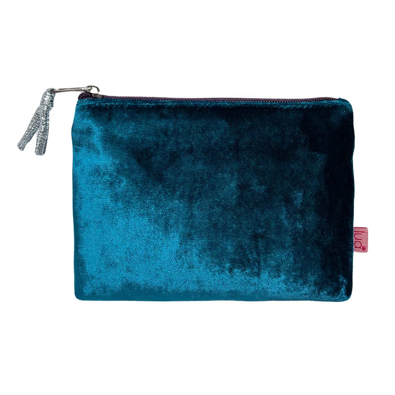 Pwrs/Bag Colur Melfed - Gwyrddlas | Velvet Purse/Makeup Bag - Dark Turquoise