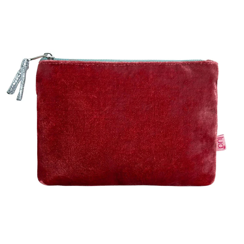 Pwrs/Bag Colur Melfed - Coch Daearol | Velvet Purse/Makeup Bag - Earth Red