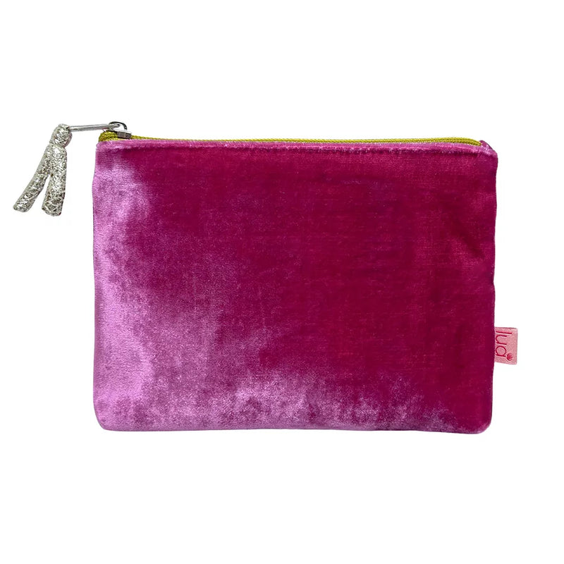 Pwrs/Bag Colur Melfed - Magenta | Velvet Purse/Makeup Bag - Magenta