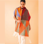 Sgarff Raya Powder  | Powder Knitted Scarf - Raya, Rust/Sage.