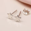 Clustdlysau Styd Arian | Sterling Silver Stud Earrings - Tiny Star