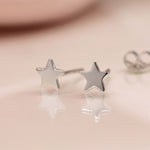 Clustdlysau Styd Arian | Sterling Silver Stud Earrings - Tiny Star