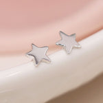 Clustdlysau Styd Arian | Sterling Silver Stud Earrings - Tiny Star