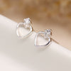 Clustdlysau Arian | Sterling Silver Heart and Crystal Stud Earrings