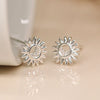 Clustdlysau Styd Arian | Sterling Silver Stud Earrings - Starflower and Crystal