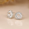 Clustdlysau Styd Arian | Sterling Silver Stud Earrings - Starflower and Crystal