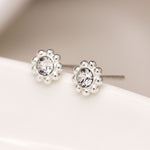 Clustdlysau Styd Arian | Sterling Silver Stud Earrings - Fancy Rhinestone