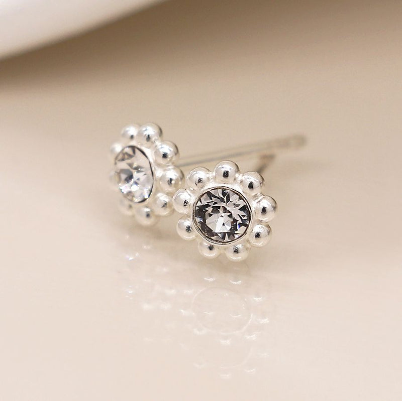 Clustdlysau Styd Arian | Sterling Silver Stud Earrings - Fancy Rhinestone