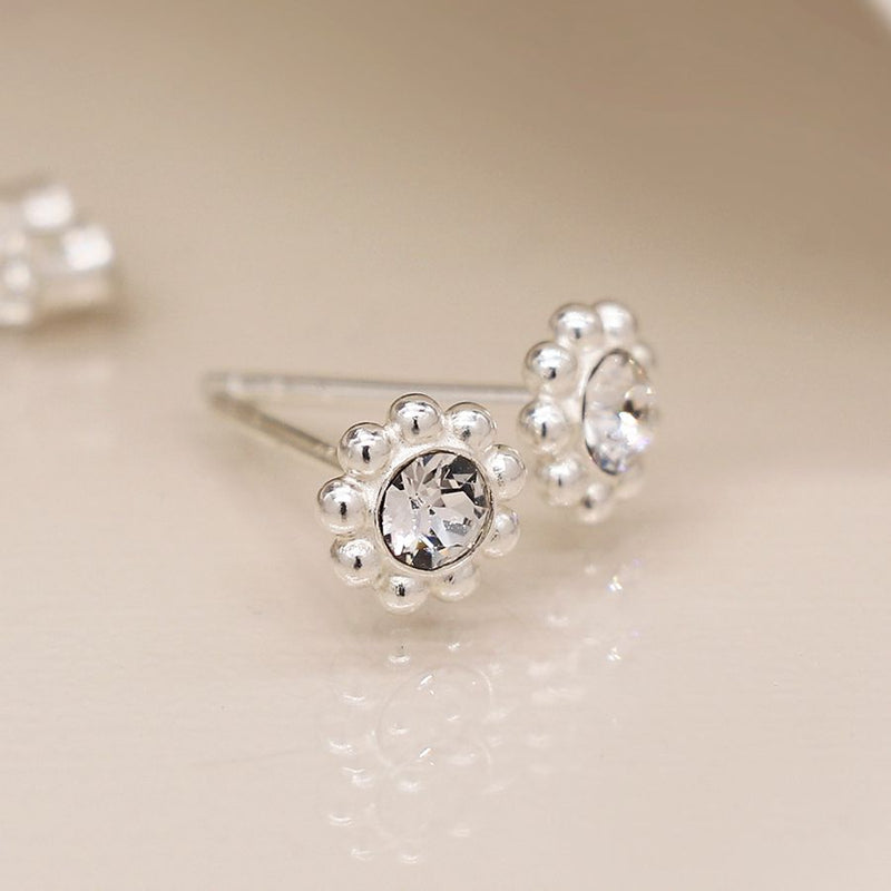 Clustdlysau Styd Arian | Sterling Silver Stud Earrings - Fancy Rhinestone