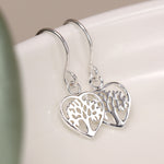 Clustdlysau Arian | Sterling Silver Earrings - Tree Heart