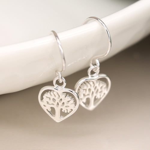 Clustdlysau Arian | Sterling Silver Earrings - Tree Heart