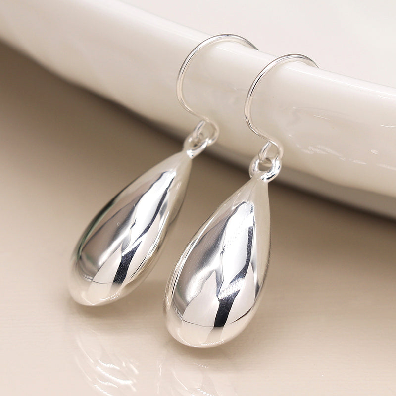 Clustdlysau Arian | Sterling Silver Earrings - Elegant Teardrop