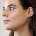 Clustdlysau Styd Arian | Sterling Silver Stud Earrings - 3D Triangle