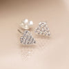 Clustdlysau Styd Arian | Sterling Silver Studs - CZ Hearts