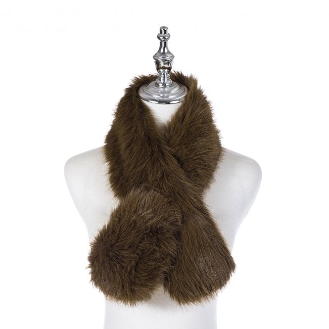 Sgarff Ffwr Ffug Allegra - Olif | Allegra Pull Through Faux Fur Scarff - Olive