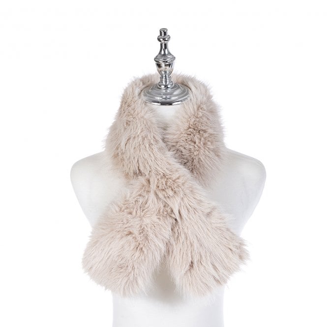 Sgarff Ffwr Ffug Allegra - Carreg | Allegra Pull Through Faux Fur Scarff - Stone