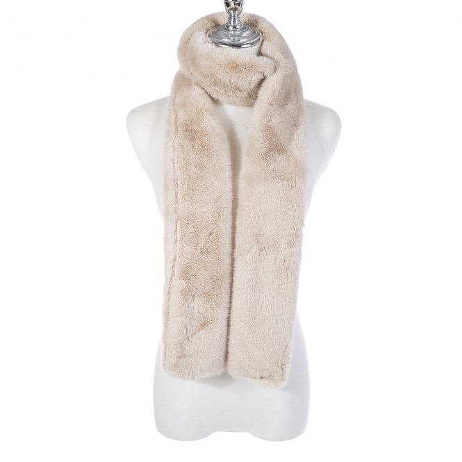 Sgarff Ffwr Ffug Allegra - Carreg | Allegra Faux Fur Scarff - Stone