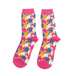 Sanau - Cathod Hapus | Miss Sparrow Socks - Happy Cats Hot Pink