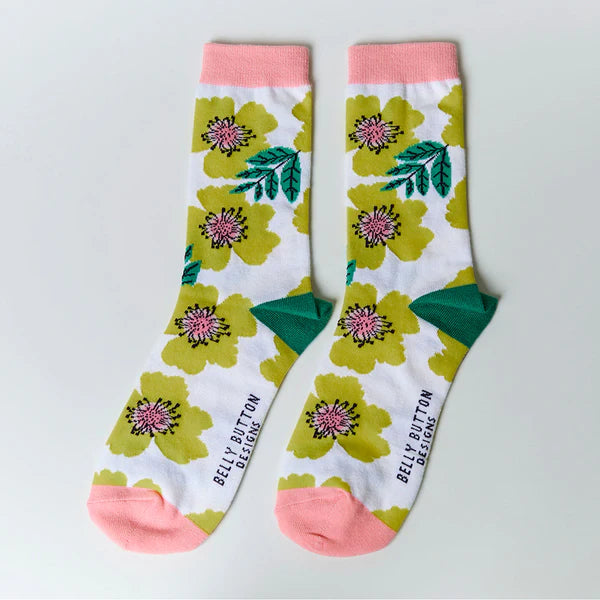 Sanau - Rhosyn Melyn | Belly Button Socks - Yellow Rose