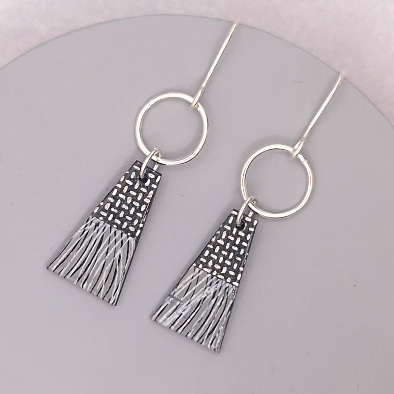 Clustdlysau Trapîs | Trapeze Earrings by Circle & Dash - Cityscape