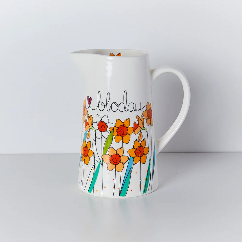 Jwg Flodau Canolig - Cennin Pedr | Medium Flower Jug - Daffodils