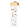 Potel Ddwr Wydr a Bambw - Blodau Gwyllt | Glass & Bamboo Water Bottle - Wildflower