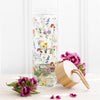 Potel Ddwr Wydr a Bambw - Blodau Gwyllt | Glass & Bamboo Water Bottle - Wildflower