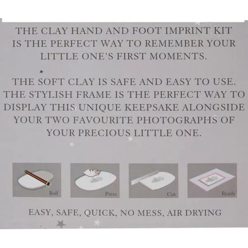 Ffrâm Llun gyda Cit Print Troed Clai | White Photo Frame & Clay Foot Print Kit