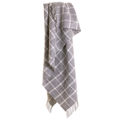 Blanced Penglin / Ysgwyddau Gwlân Cymreig - Llwyd | Welsh Wool Knee / Shoulder Throw - Chequered Check Grey