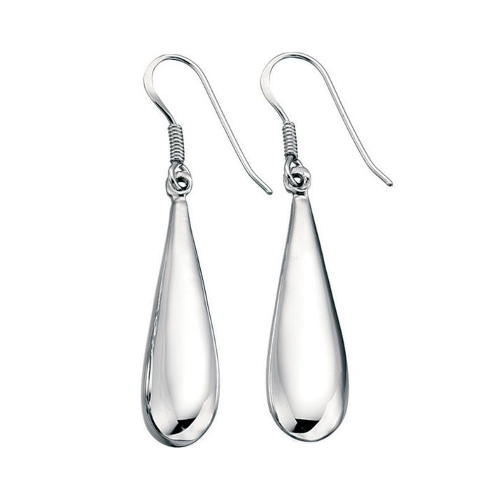 Clustdlysau Arian | Sterling Silver Earrings - Plain Organic Drop