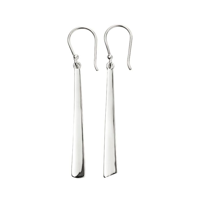 Clustdlysau Arian | Sterling Silver Earrings - Tapered Bar Drop