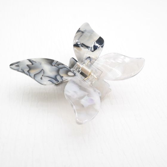 Clip Gwallt Crafanc  | Claw Hair Clip - Silver Butterfly