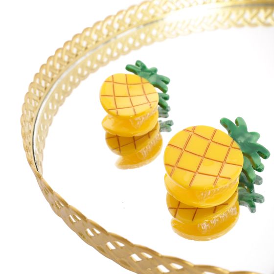 Clipiau Gwallt Crafanc  | Claw Hair Clips - Pineapple Twin Pack