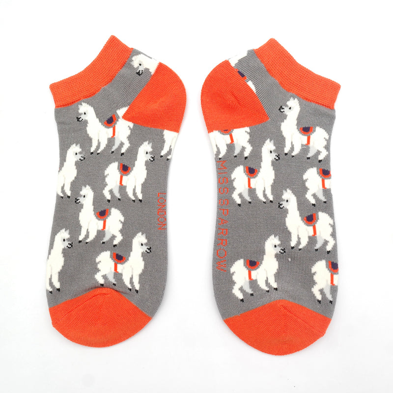 Sanau Treinyrs - Llama | Miss Sparrow Trainer Socks - Llama Grey