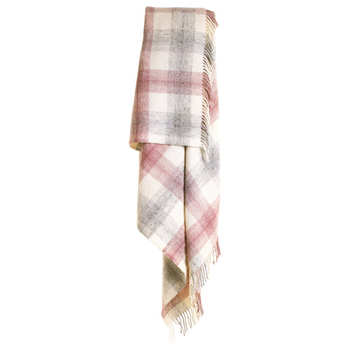 Blanced Penglin / Ysgwyddau Gwlân Cymreig - Pinc | Welsh Wool Knee / Shoulder Throw - Meadow Check Dusky Pink