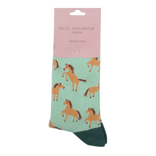 Sanau - Ceffylau Gwyllt | Miss Sparrow Socks - Wild Horses Mint