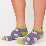 Sanau Treinyrs - Moch Bach | Miss Sparrow Trainer Socks - Piglets Cornflower