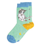 Sanau Bambŵ Plentyn Wrendale | Wrendale Children's Bamboo Socks - 'Ladybird' Cat