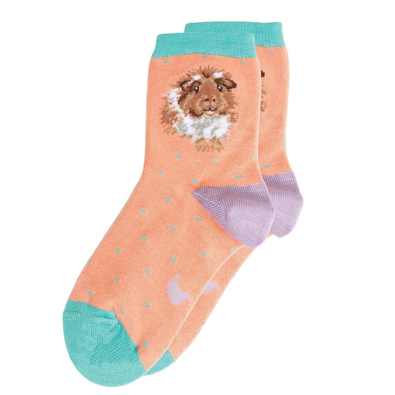 Sanau Bambŵ Plentyn Wrendale | Wrendale Children's Bamboo Socks - 'Grinny Pig'