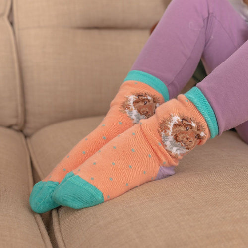 Sanau Bambŵ Plentyn Wrendale | Wrendale Children's Bamboo Socks - 'Grinny Pig'