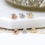 Set o Dri Clustdlysau Calonnau | Triple Heart Earring Set